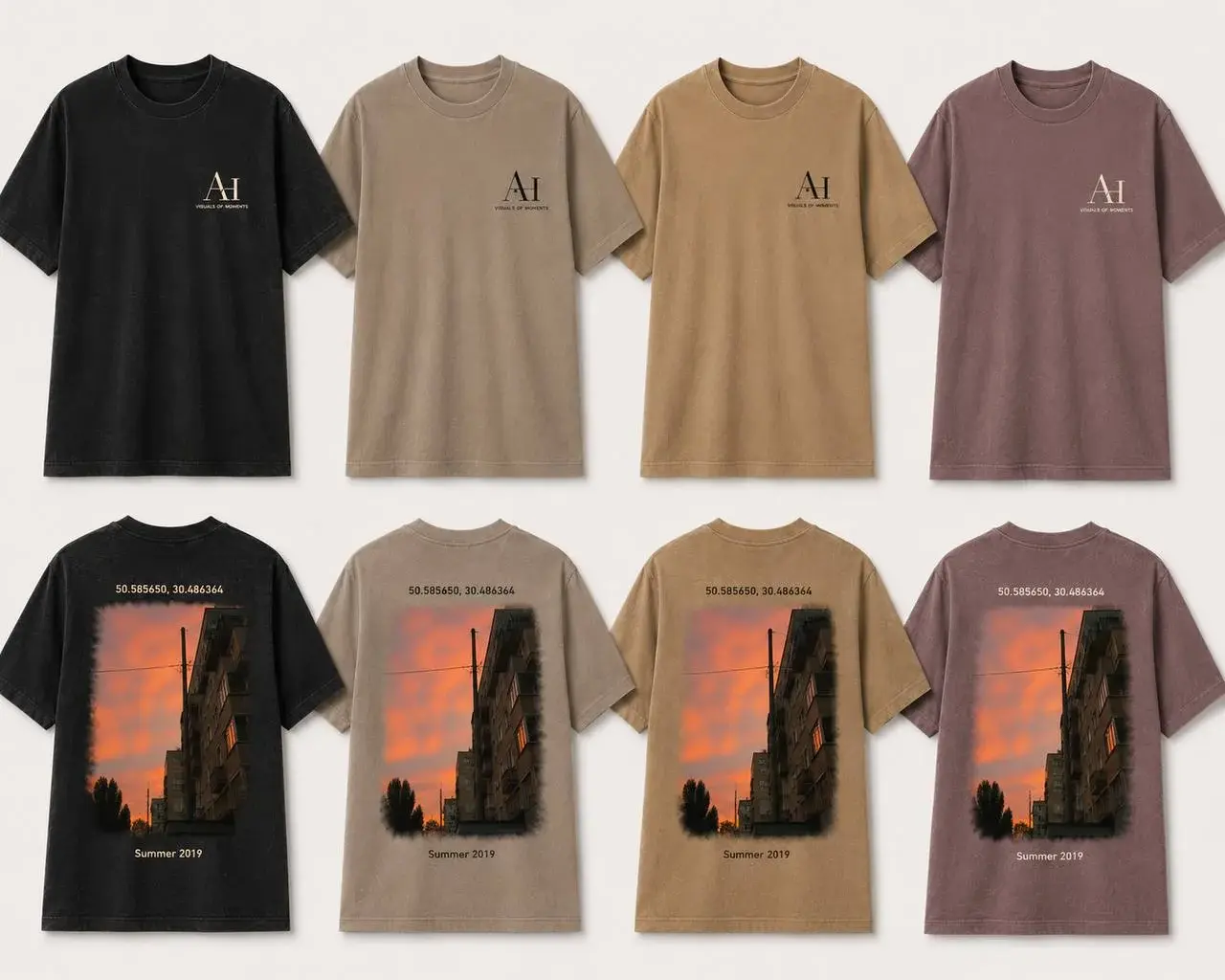 Aperçu des déclinaisons de couleur pour le t-shirt Moment 002